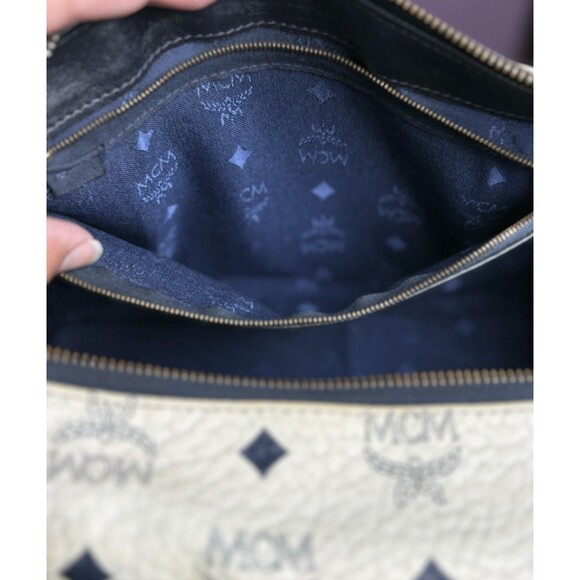 MCM Vintage Navy & White
Visetos Boston Leather Handbag w/Gold MCM Logo - Picture 16 of 16
